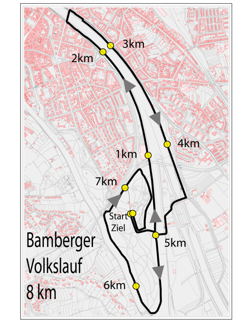 Streckenplan: 12. Bamberger Volkslauf - Starkes Rennen für Menschen in Not