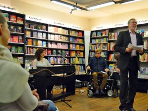 Samuel Kochs Lesung in der Universitätsbuchhandlung Görres