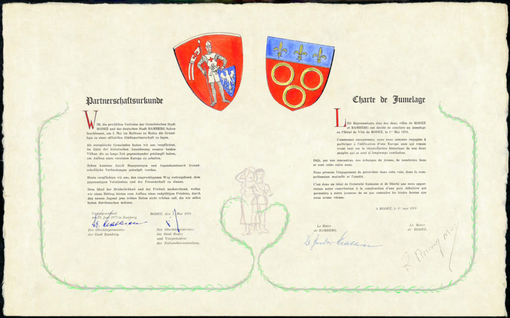 Partnerschaftsjubiläum Bamberg und Rodez - Urkunde