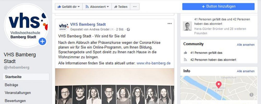 VHS Bamberg Stadt auf Facebook präsent